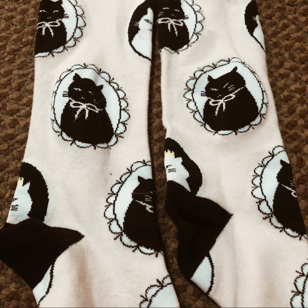 pastel pink cat socks